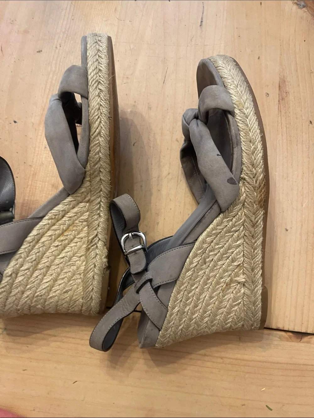 Cole Haan Taupe Knot Espadrille Wedge Sandals